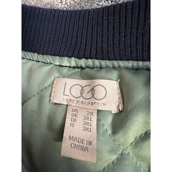 2X Logo Puffer Coat Quilted Jacket Lori Goldstein Navy Blue Midi Zip Front Lined - Picture 5 of 16